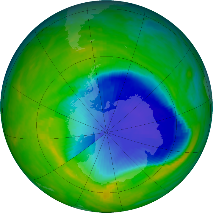 Antarctic ozone map for 08 November 1992